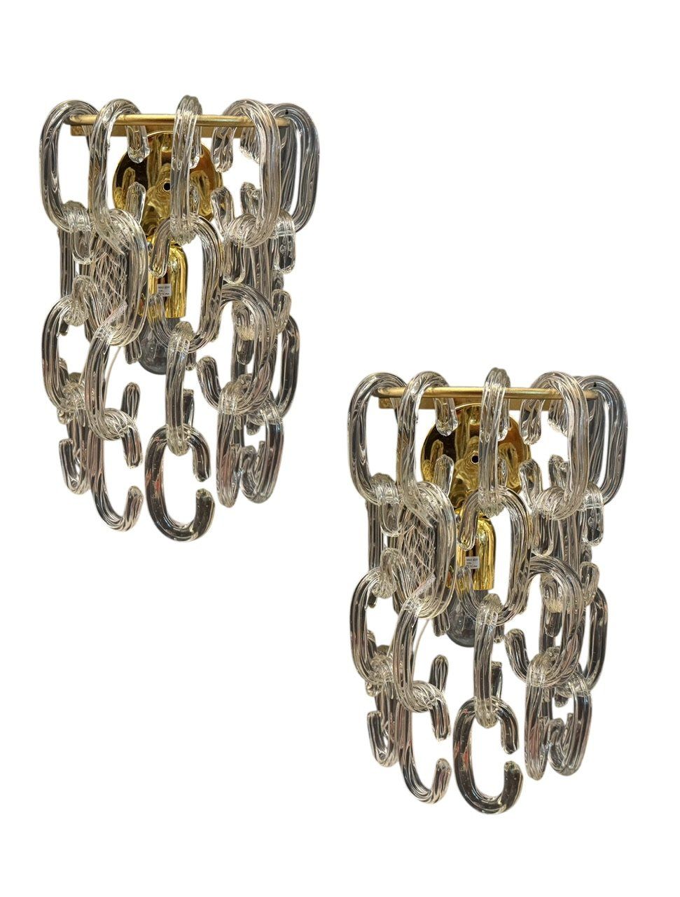 Link Wall Sconces in Murano Glass, 1980s, Set of 2
