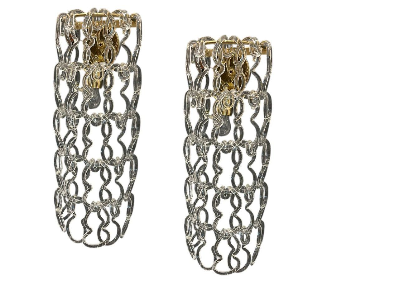 Large Murano Giogali Wall Sconces by Angelo Mangiarotti, 1980s, Set of 2