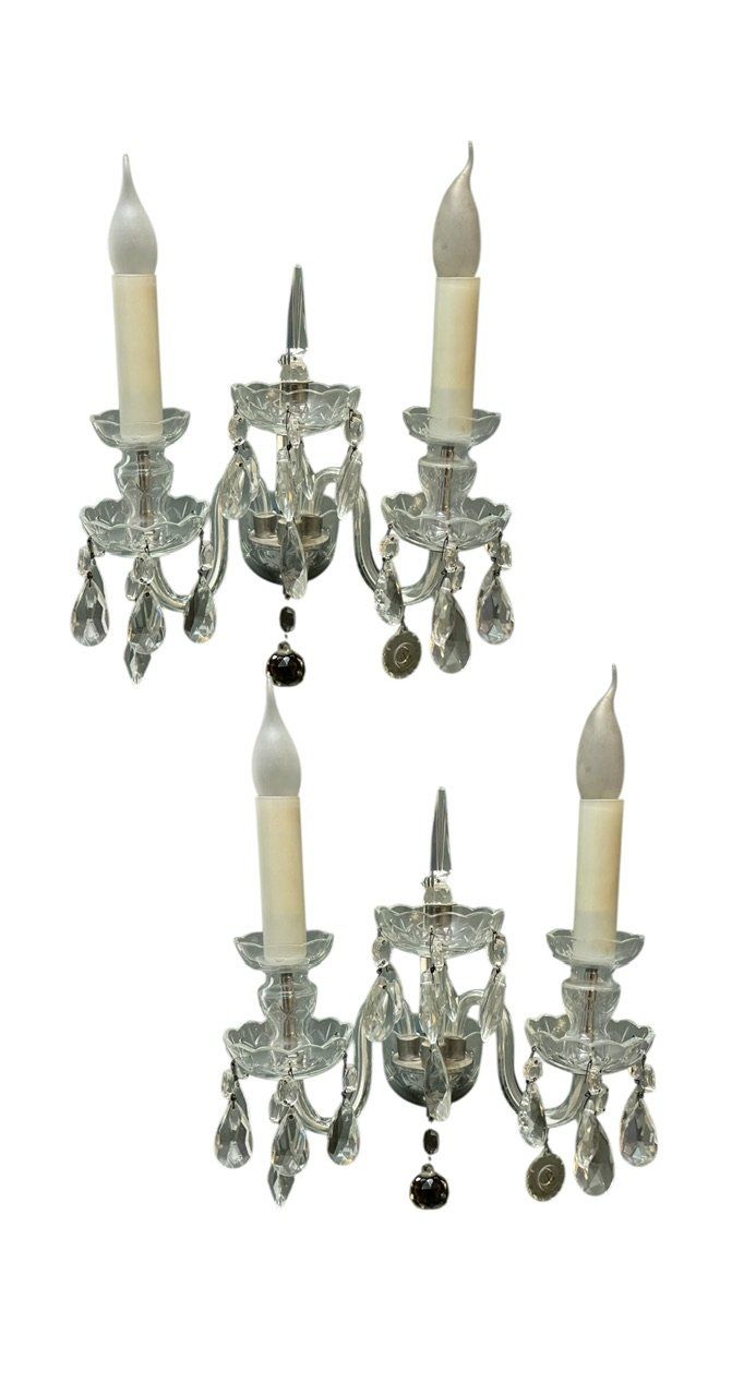 Crystal Bohemian Sconces, 1970s, Set of 2
