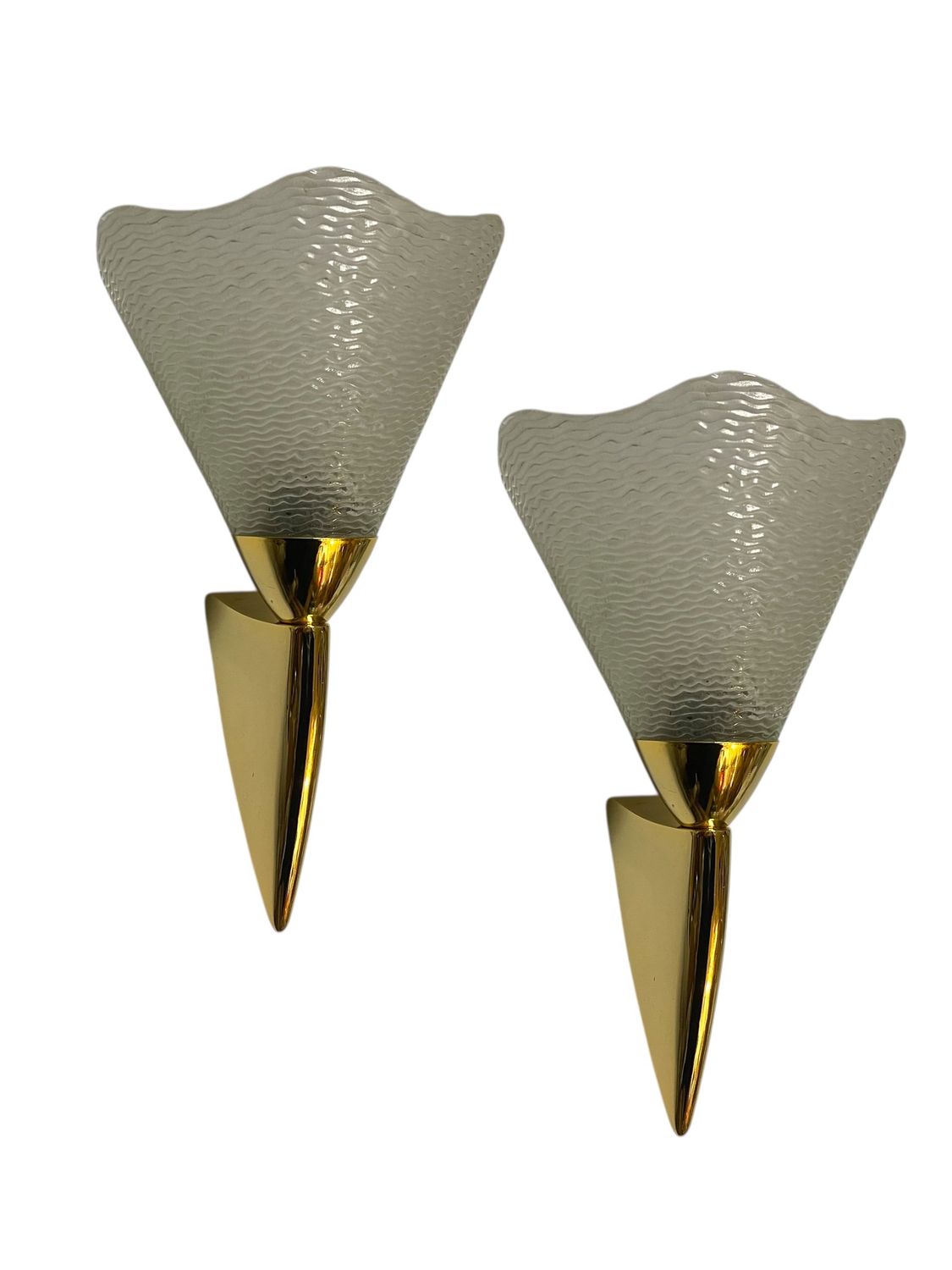 Murano Glass and Brass Sconces, 1970s, Set of 2