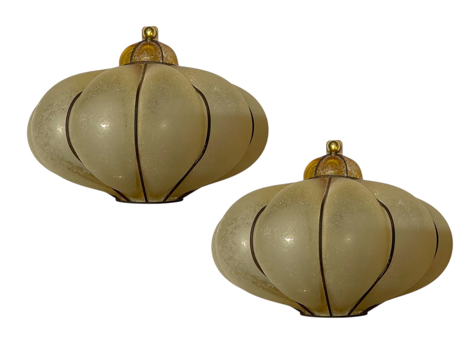 Wrought Iron &amp; Murano Glass Wall Sconces, Italy, 1960s, Set of 2