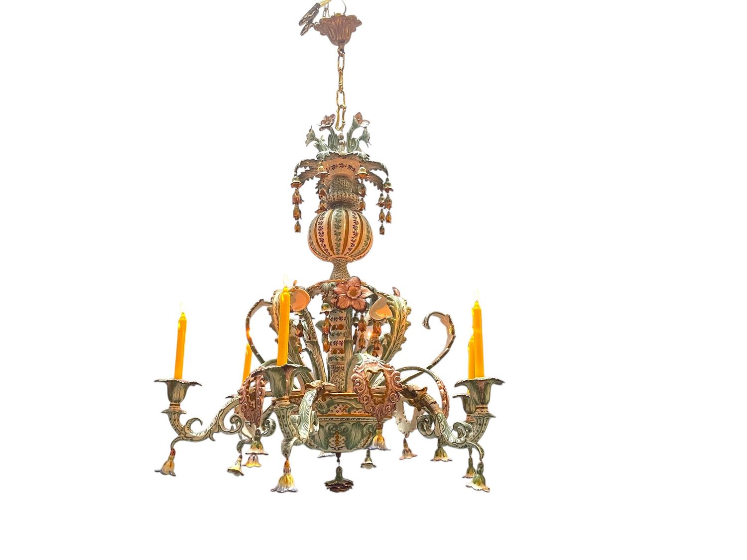 Large Italian Ceramic Nove Candelabra, 1940s
