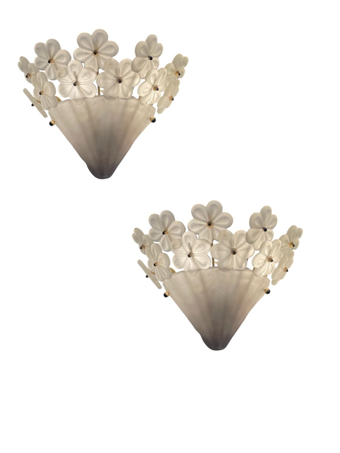 Murano Glass Flower Wall Sconces, Italy, 1960s, Set of 2