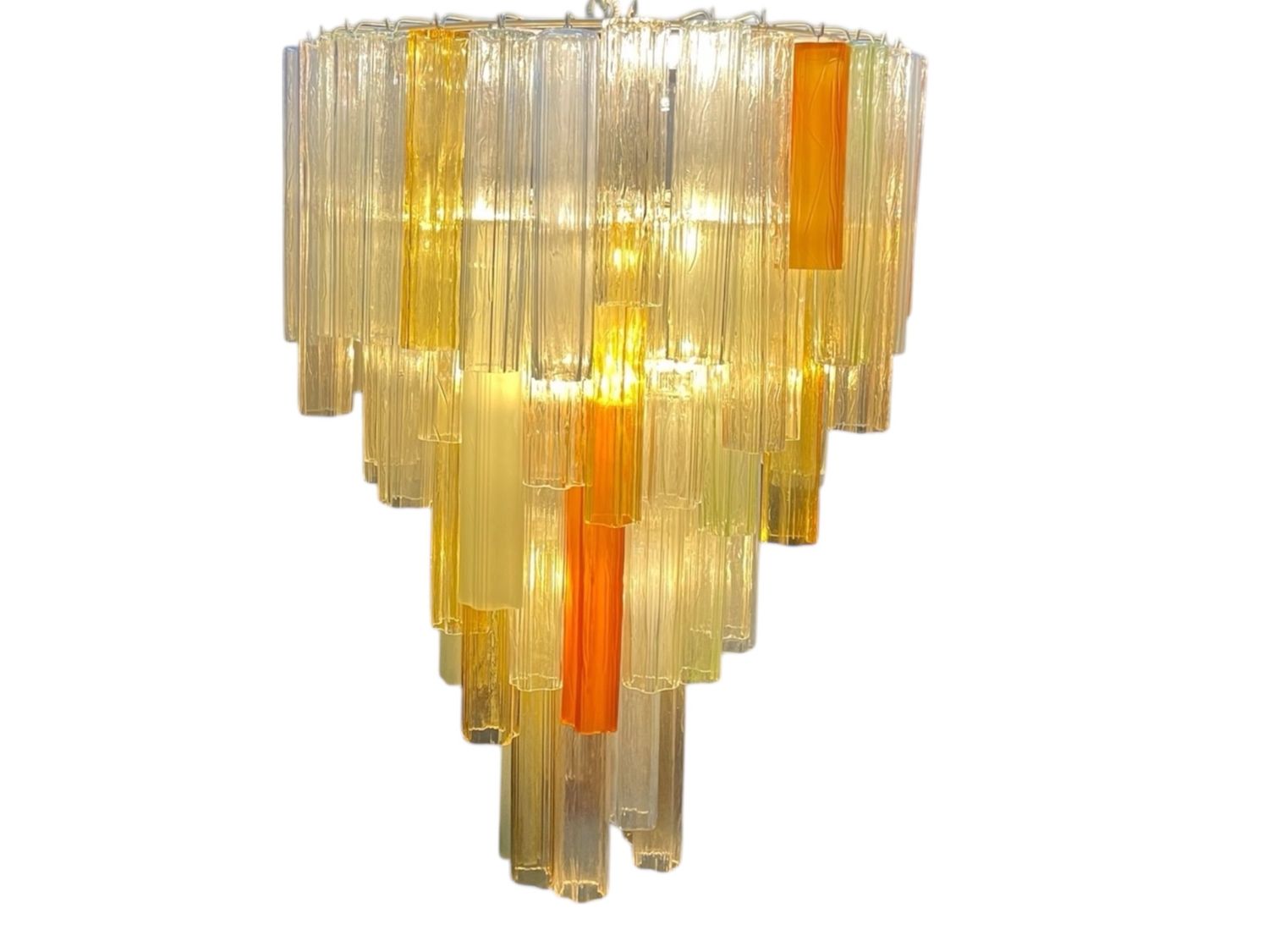 Large Murano Glass Tronchi Tube Chandelier, 1980s