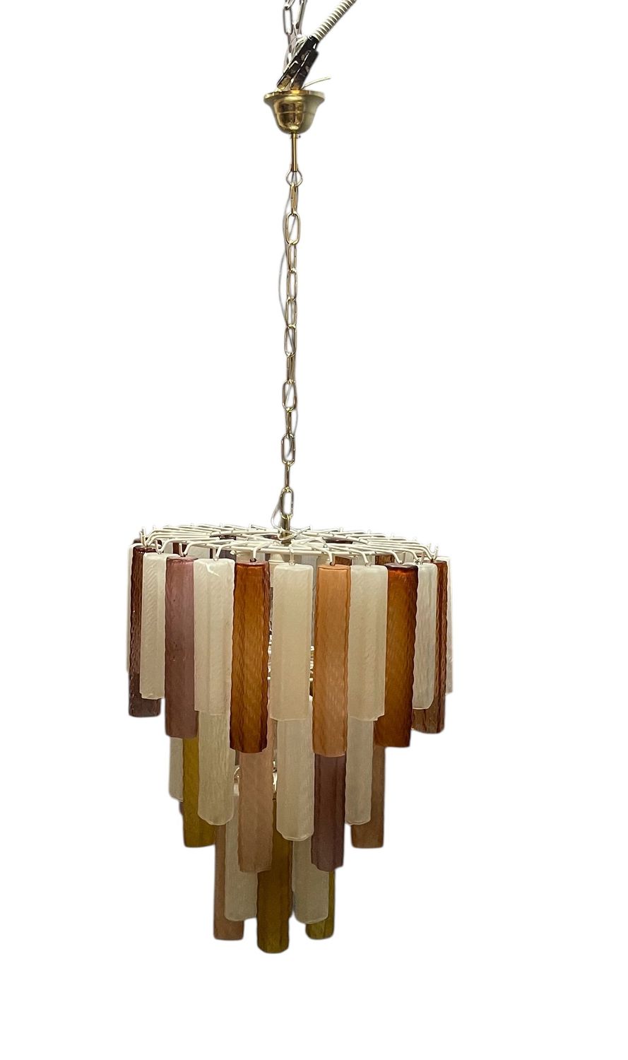 Large Murano Glass Tube Chandelier, 1980s