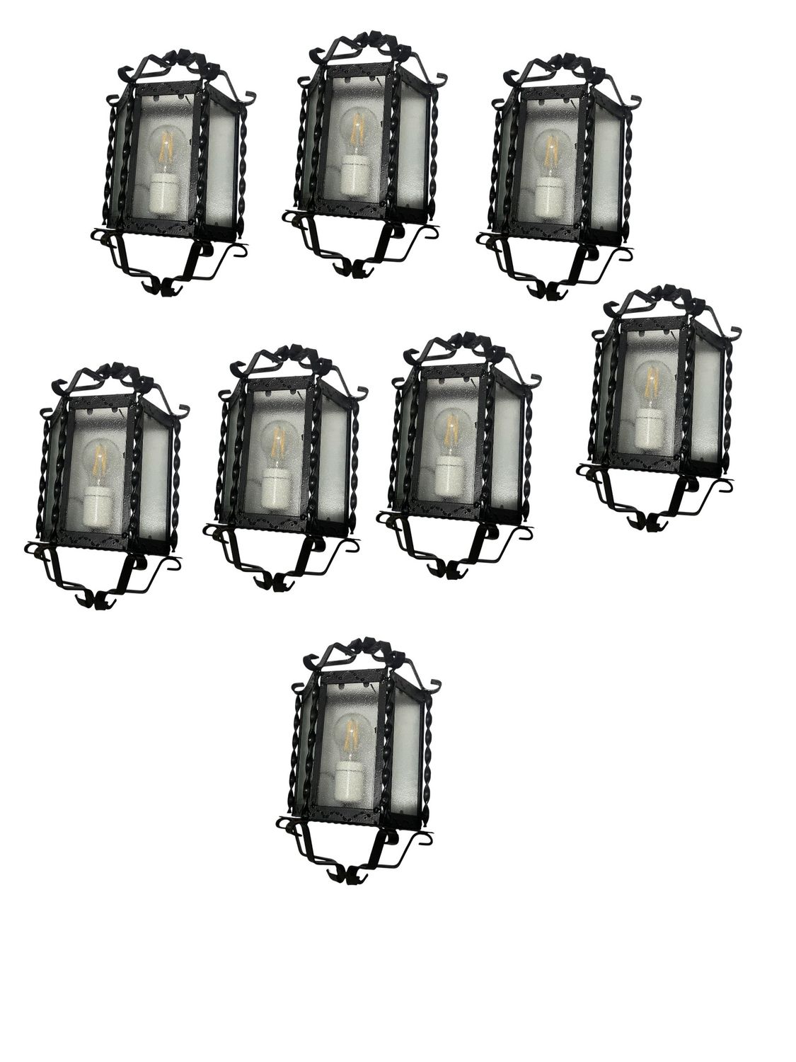 Vintage Italian Wrought Iron Wall Lights, 1960s, Set of 8