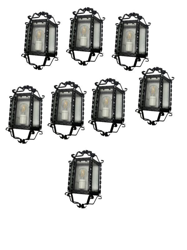 Vintage Italian Wrought Iron Wall Lights, 1960s, Set of 8