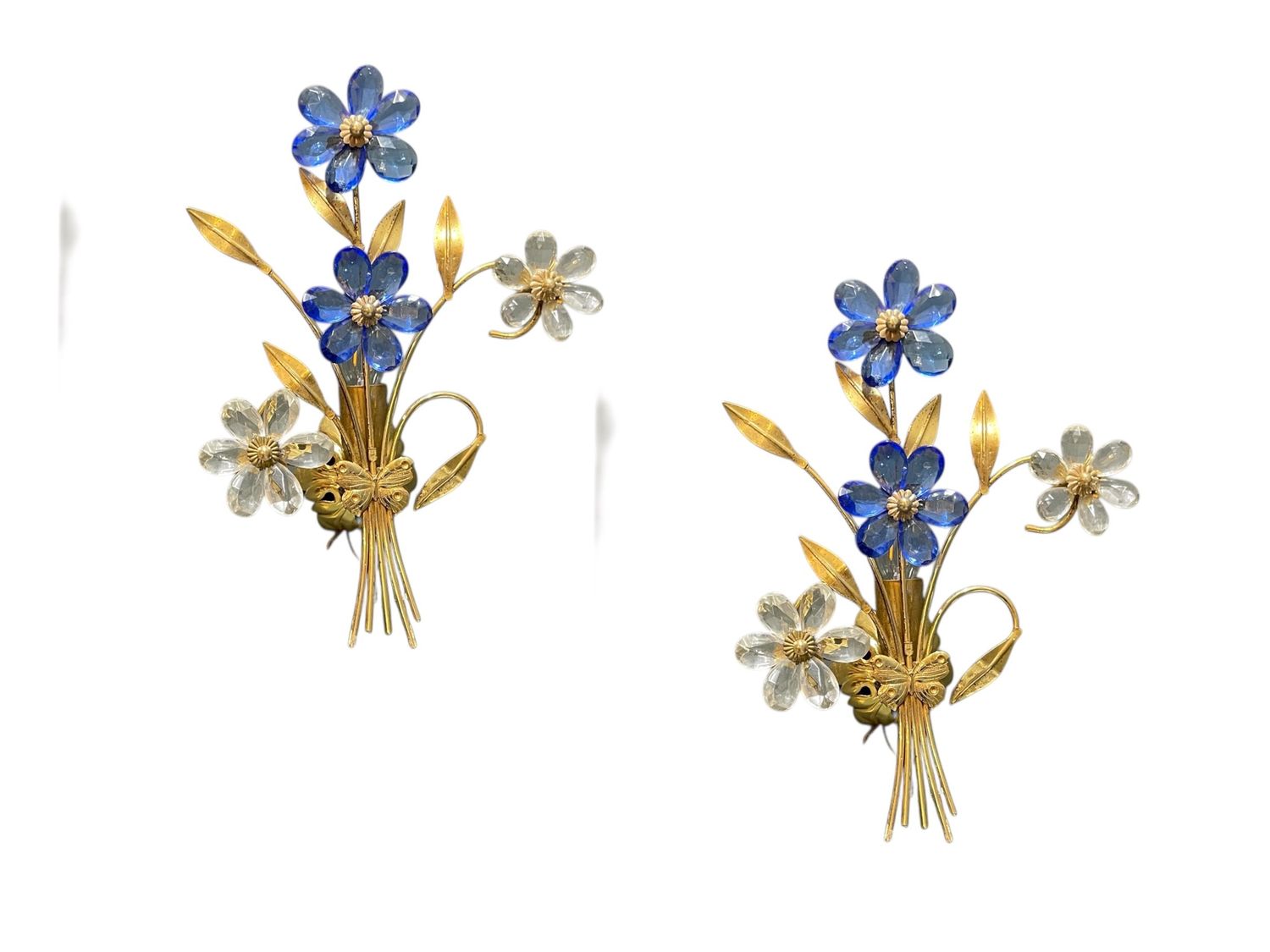 Blue Murano Glass Sconces, 1970s, Set of 2