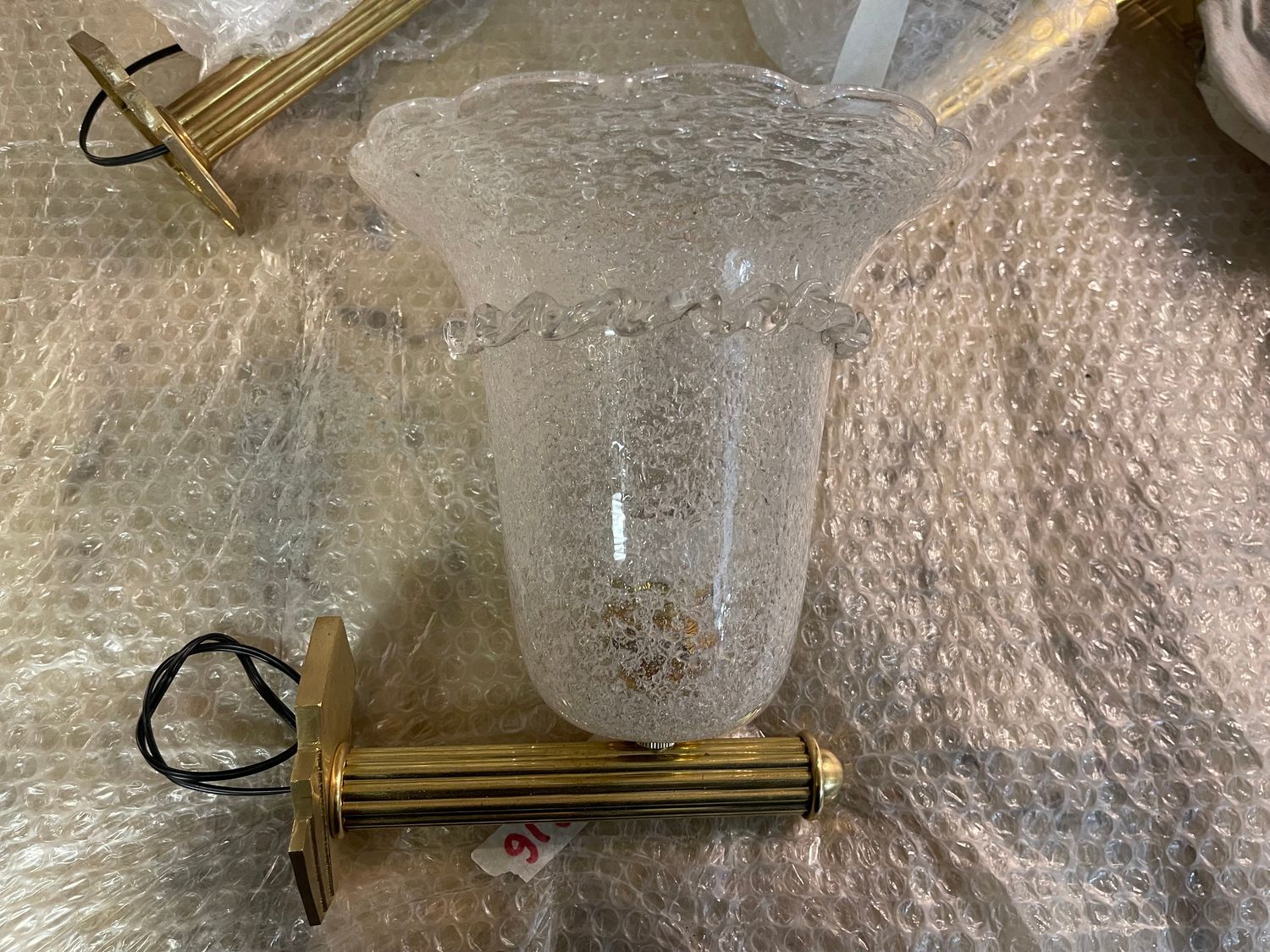 Venetian Murano Glass and Brass Sconces, 1960s, Set of 2