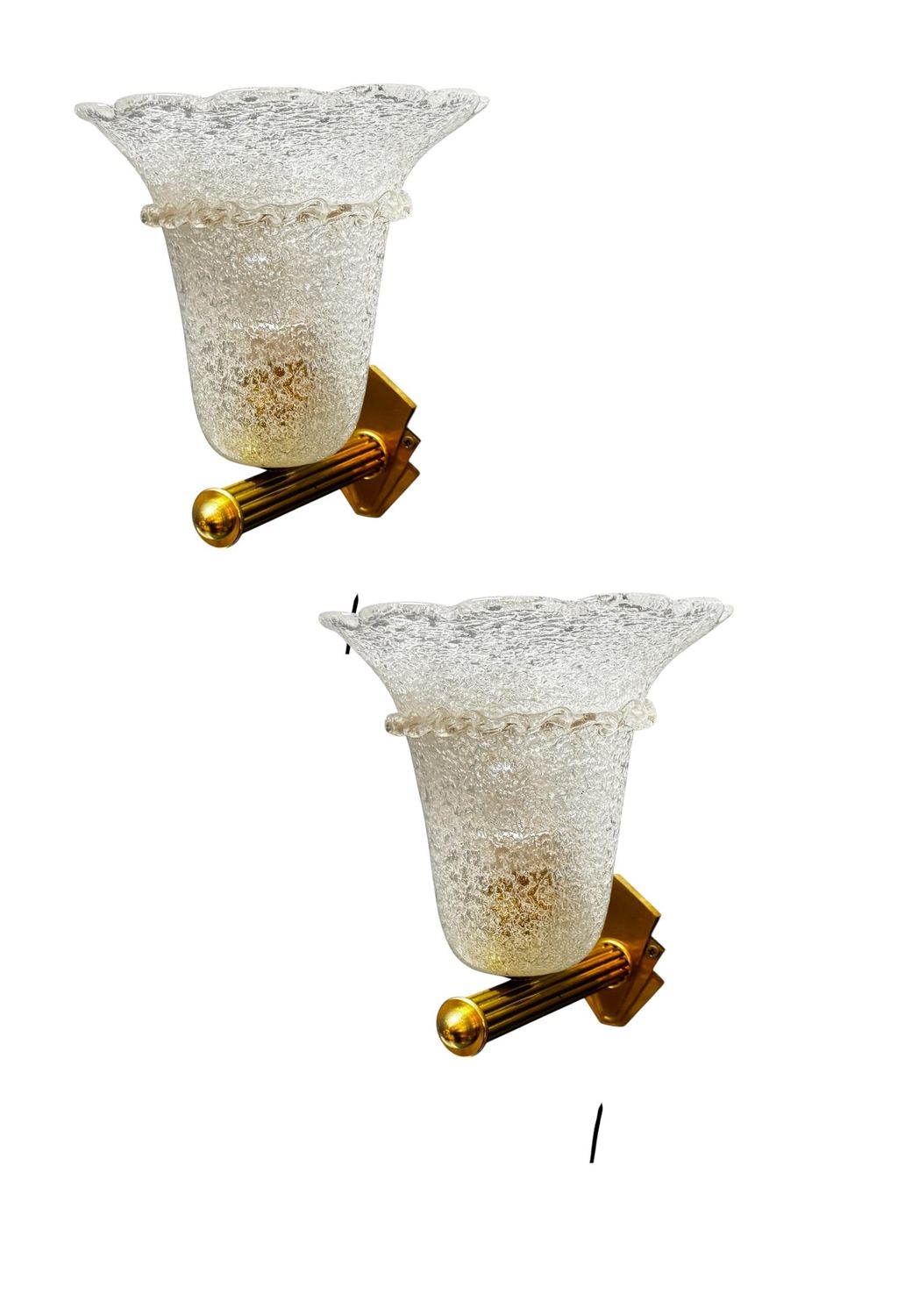 Venetian Murano Glass and Brass Sconces, 1960s, Set of 2