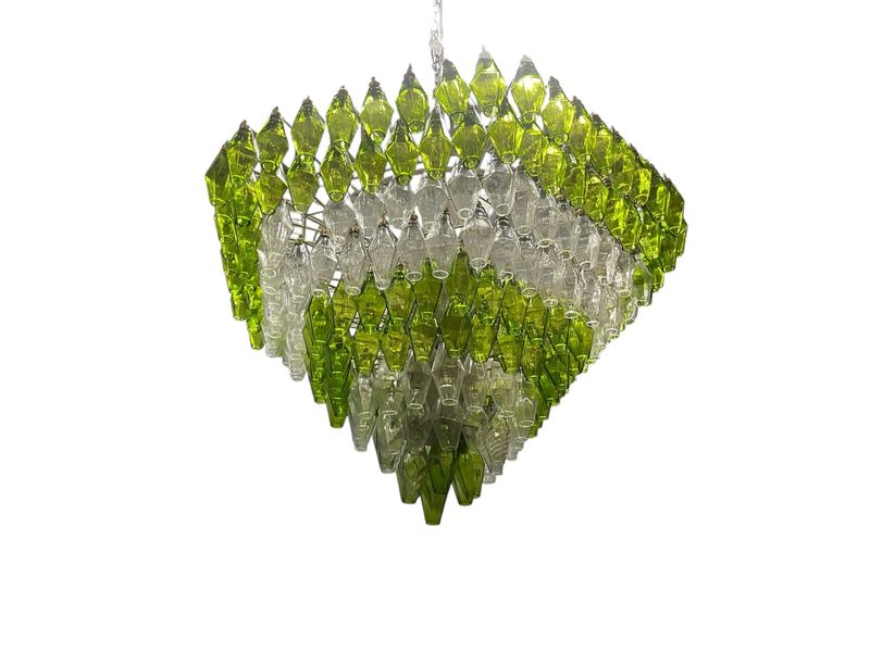 Large Murano Glass Poliedri Chandelier, 1980s