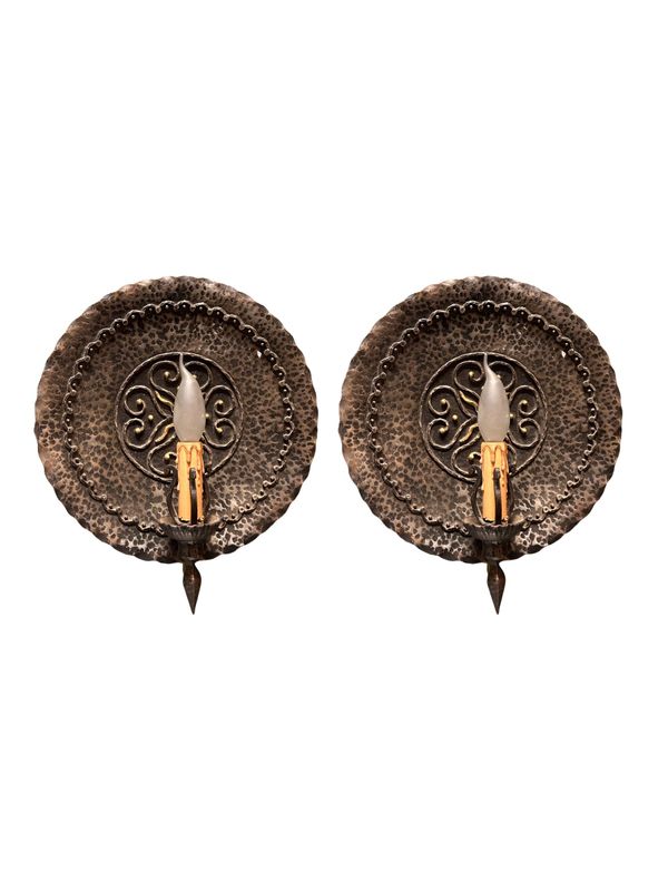 Wrought Iron Wall Sconces, Italy, 1970s, Set of 2