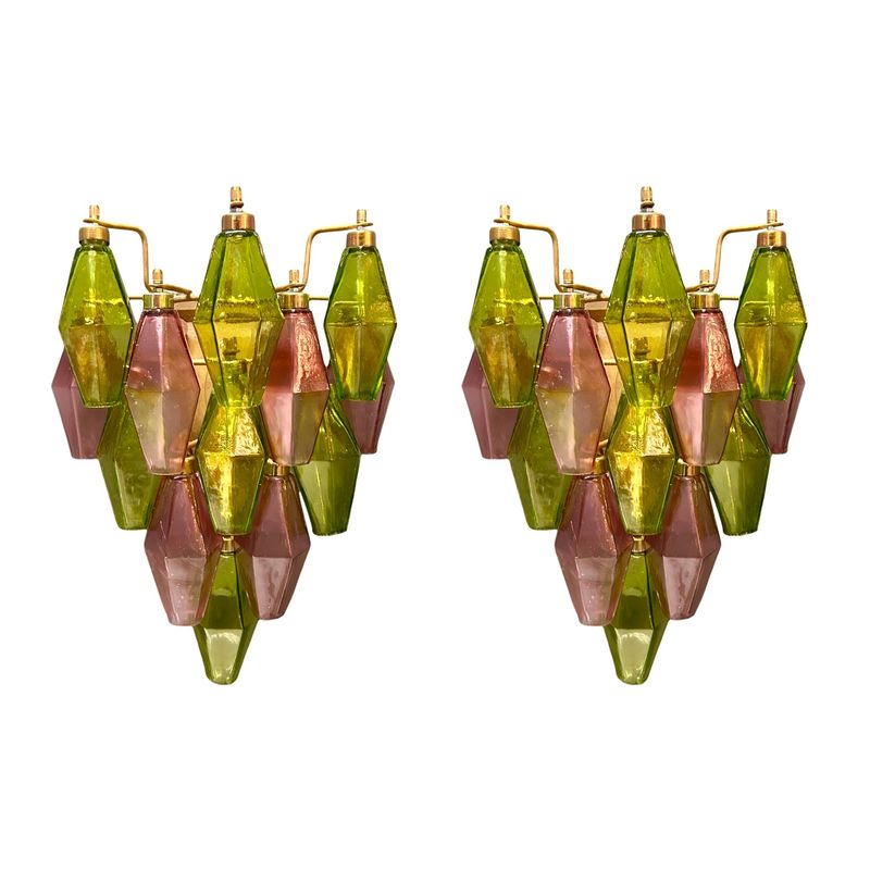 Murano Glass Poliedri Sconces, Italy, 1980s, Set of 2