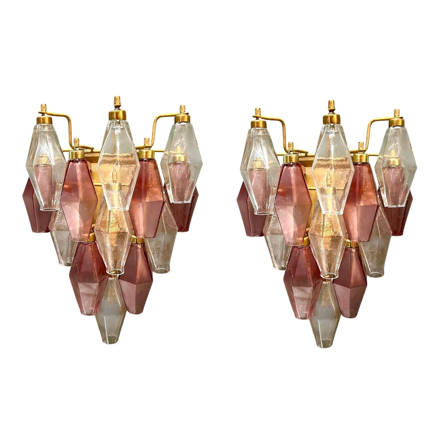 Murano Glass Poliedri Sconces, Italy, 1980s, Set of 2