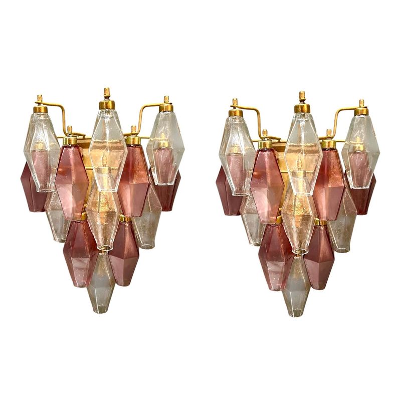 Murano Glass Poliedri Sconces, Italy, 1980s, Set of 2