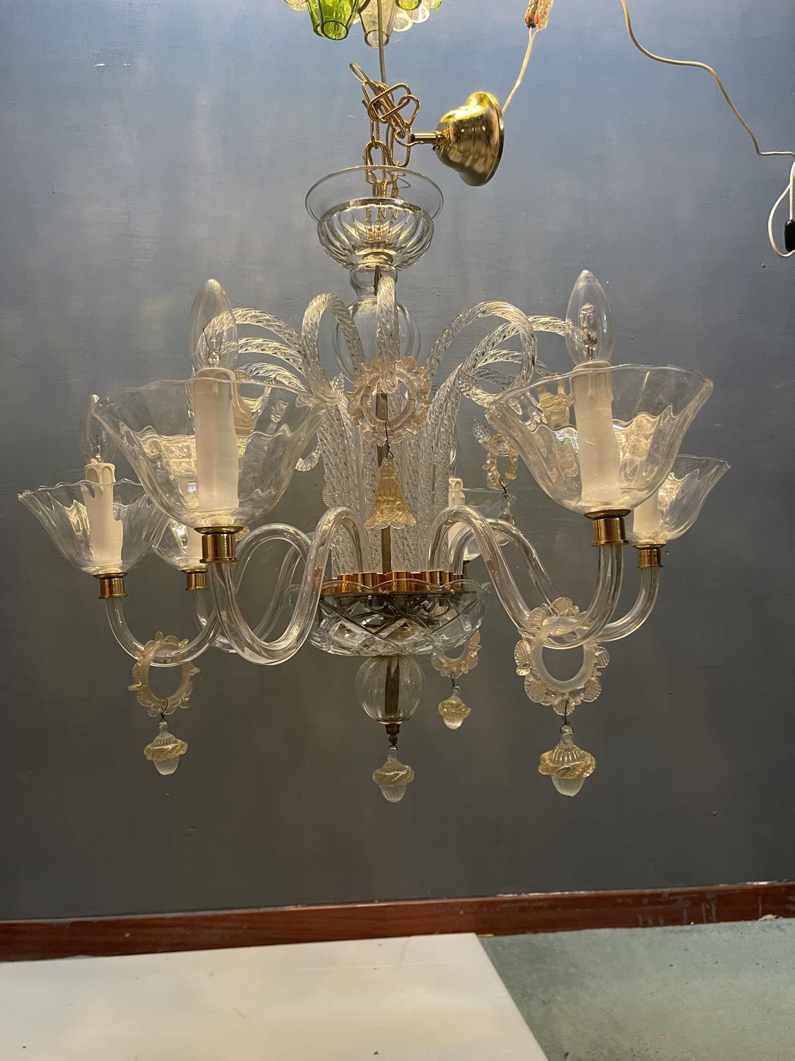 Venetian Murano Glass Chandeliers, 1970s, Set of 2