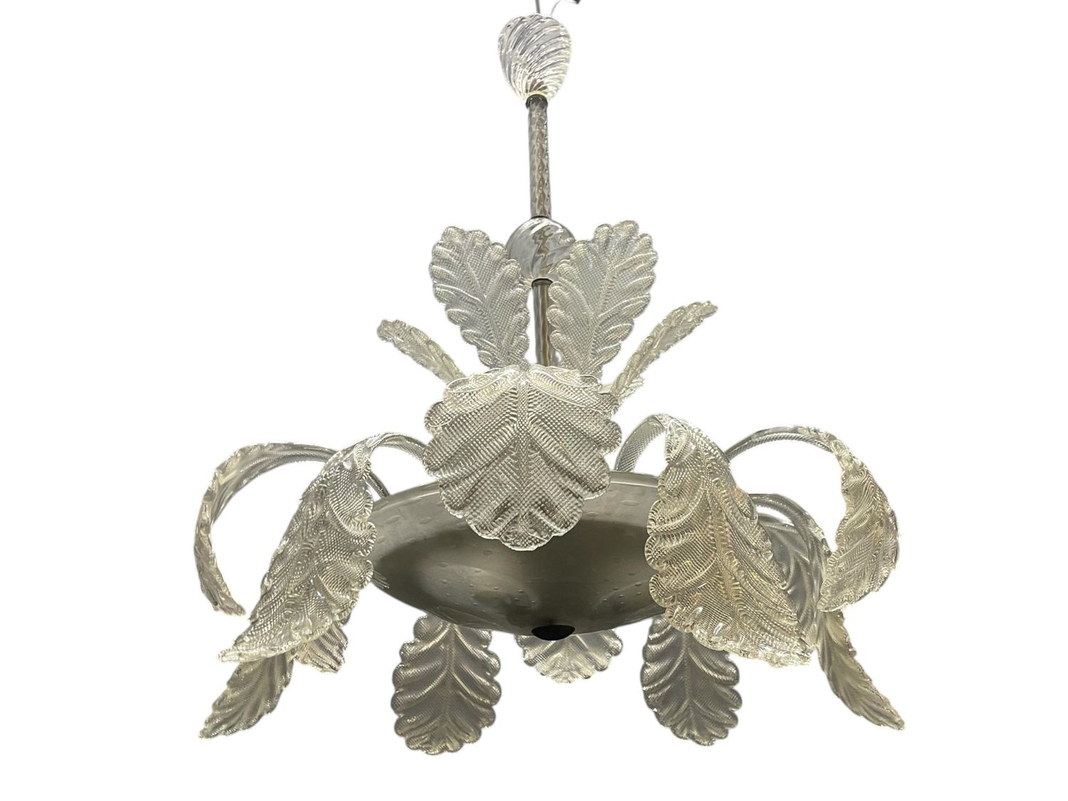 Large Murano Glass Leaf Chandelier attributed to Barovier &amp; Toso, Italy, 1950s