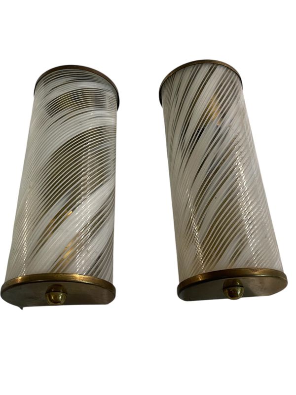 Murano Glass and Brass Sconces from Paolo Venini, 1970s, Set of 2