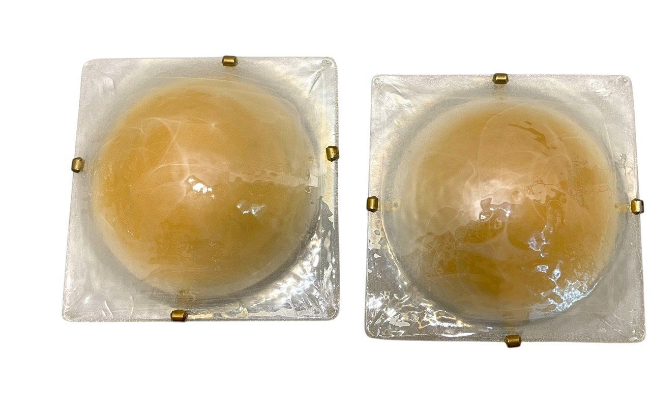 Murano Glass Flush Mounts, 1980s, Set of 2
