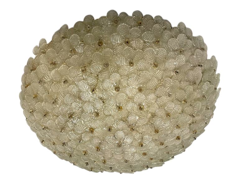 Large Murano Glass Flower Flush Mount attributed to Seguso, Italy, 1960s