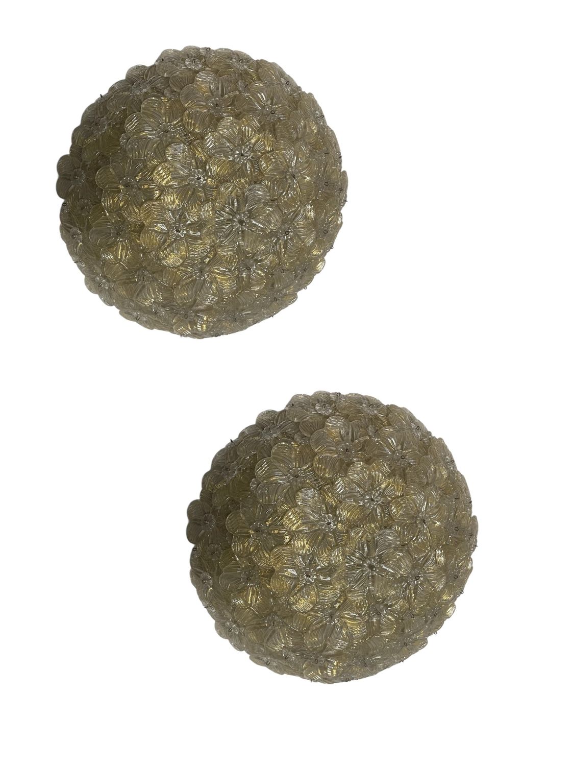 Murano Glass Flower Flushmounts from Seguso, 1960s, Set of 2