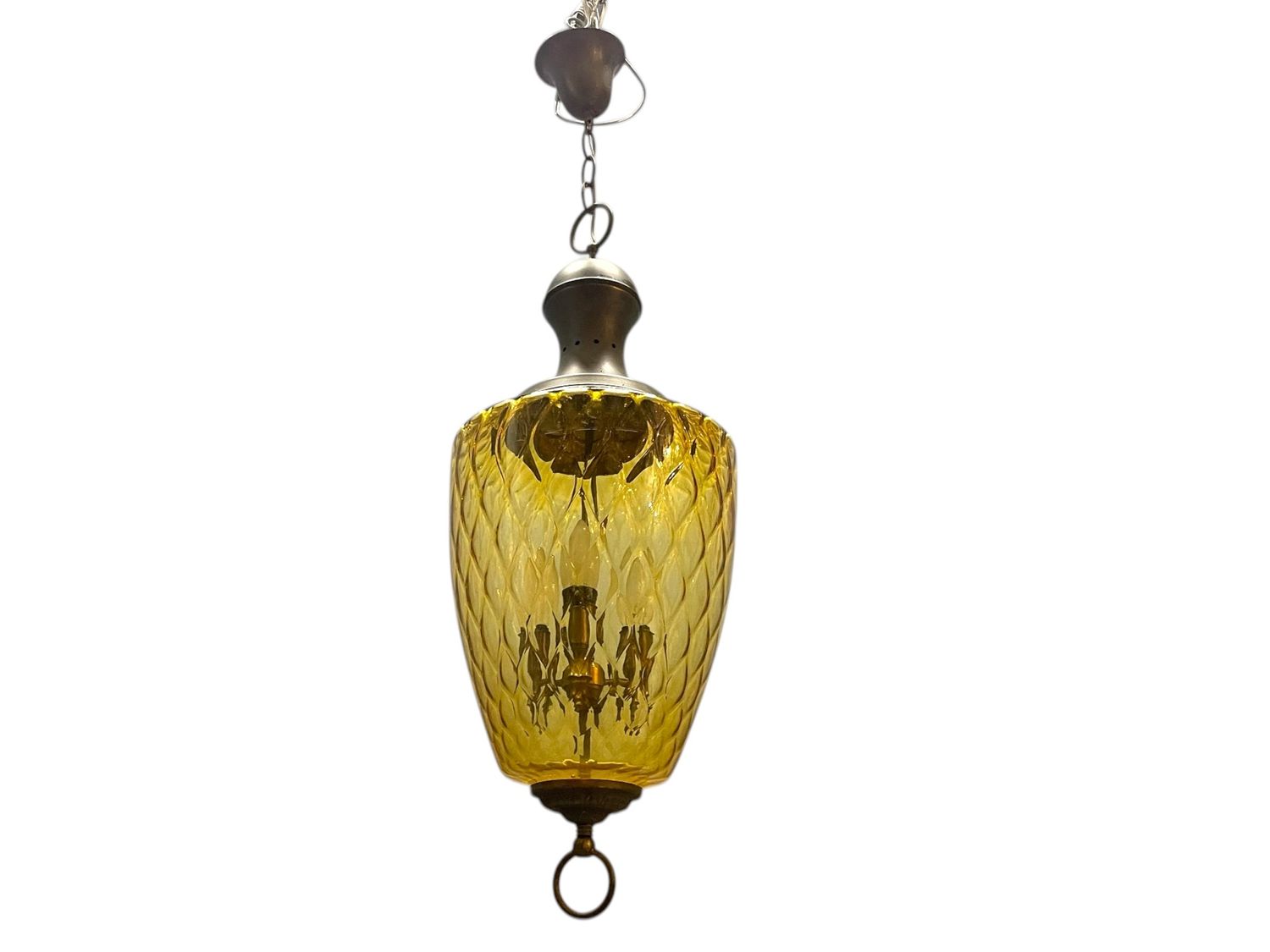 Vintage Amber Glass Pendant Light, 1960s