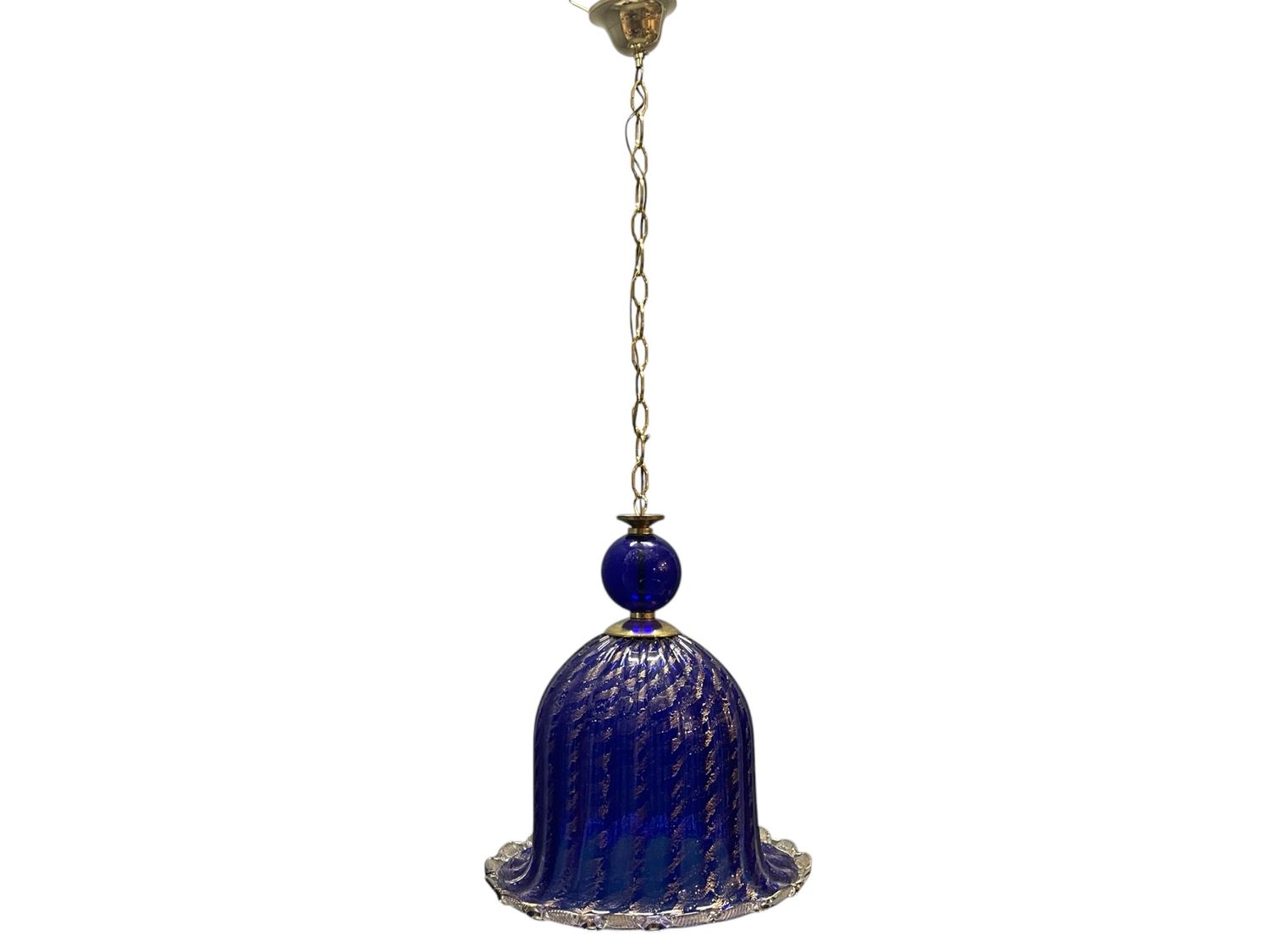 Murano Cobalt Blue Glass Pendant Light, Italy, 1980s