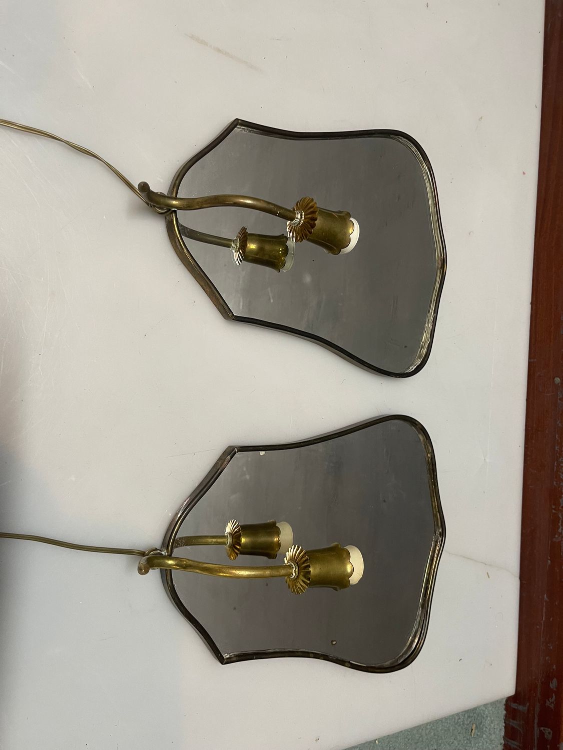 Art Deco Mirrored Wall Sconces by Gio Ponti, Italy 1950s, Set of 2