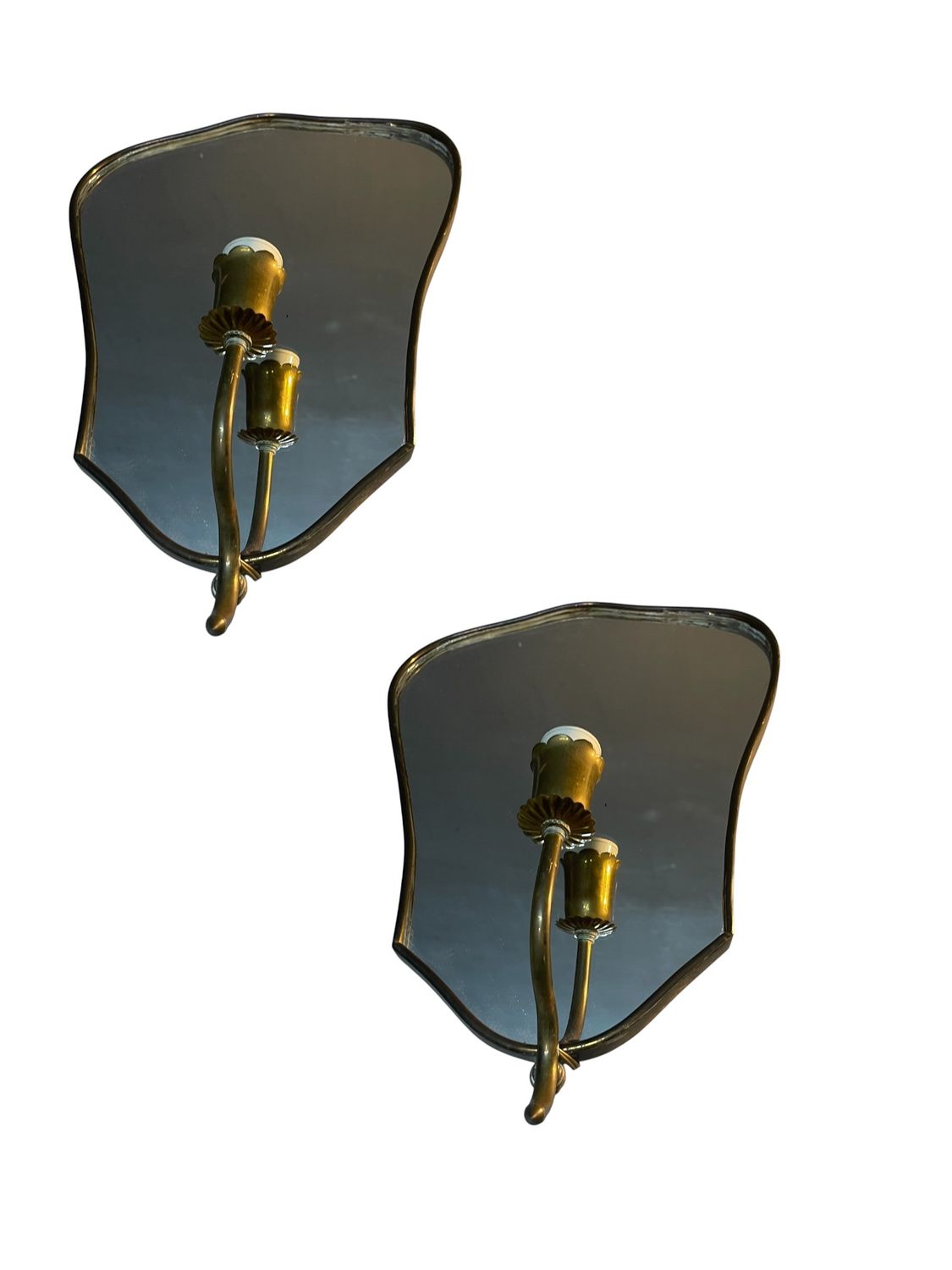 Art Deco Mirrored Wall Sconces by Gio Ponti, Italy 1950s, Set of 2