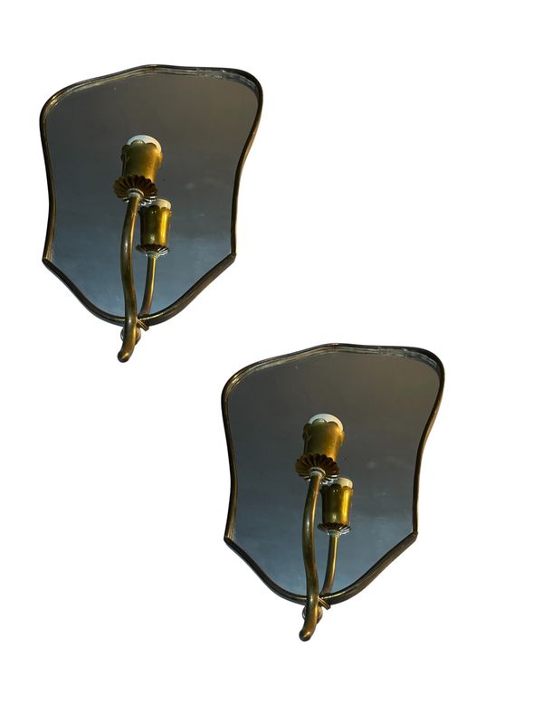 Art Deco Mirrored Wall Sconces by Gio Ponti, Italy 1950s, Set of 2