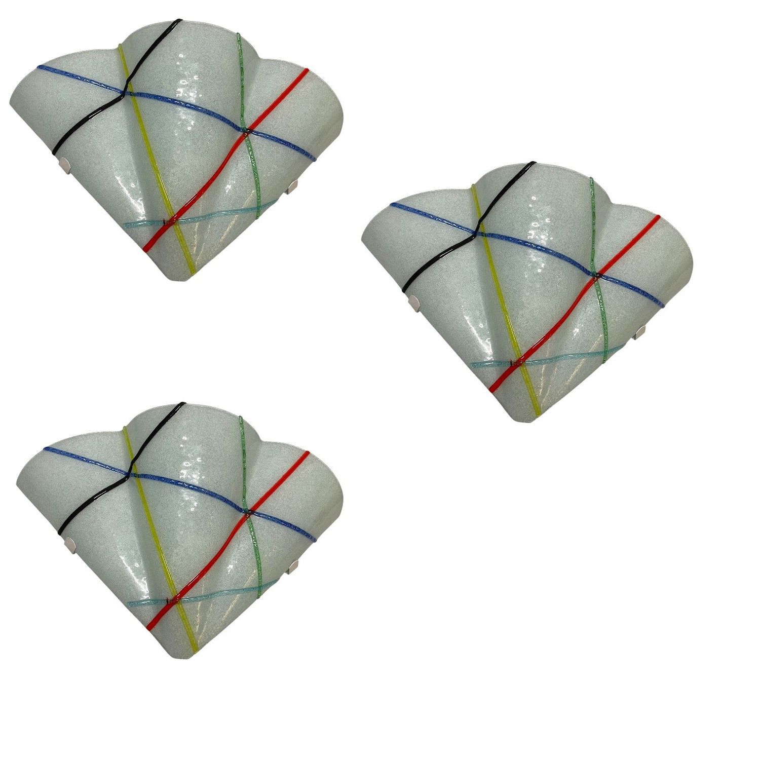 Geometric Murano Glass Wall Sconces, Italy, 1980s, Set of 3