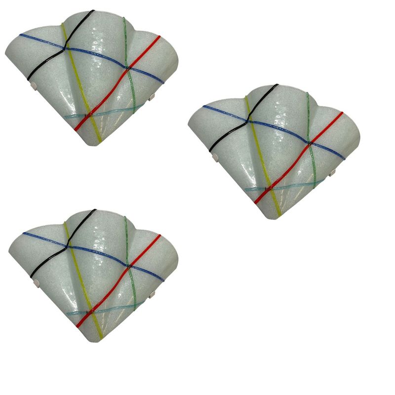 Geometric Murano Glass Wall Sconces, Italy, 1980s, Set of 3