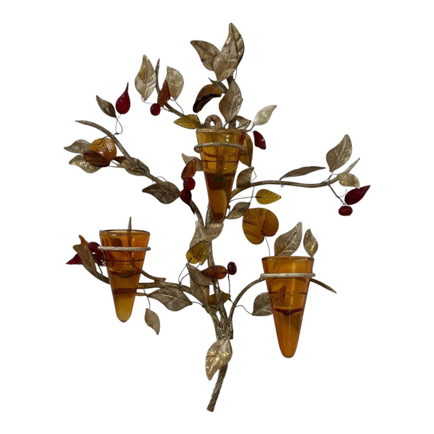 Italian Murano Glass and Florentine Tole Wall Sculpture by Jordan, 1950s