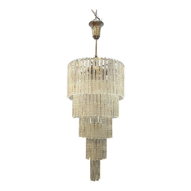 Large Murano Glass Rod Chandelier, Italy, 1980s