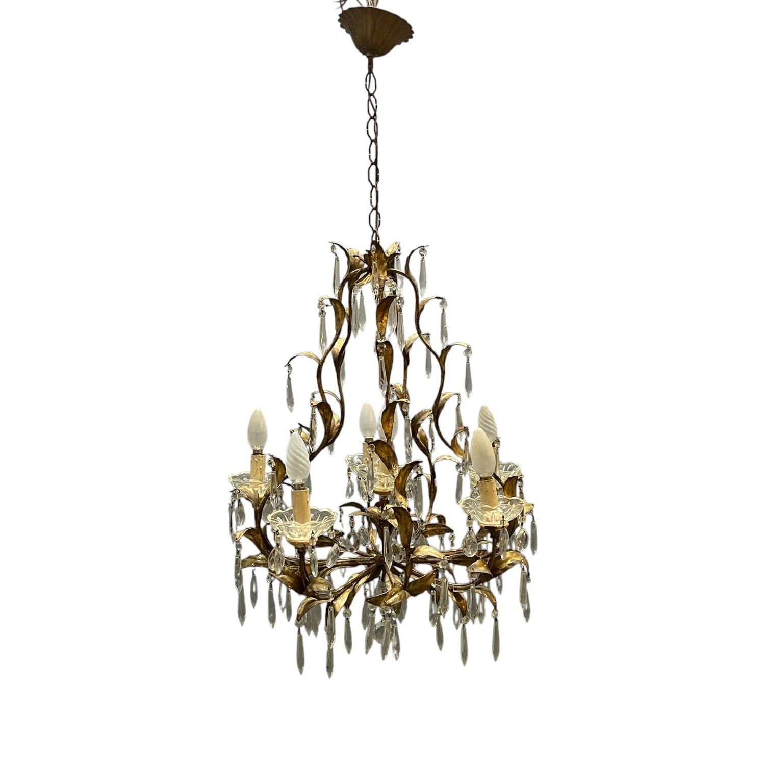 Italian Florentine Tole Chandelier, Italy, 1950s