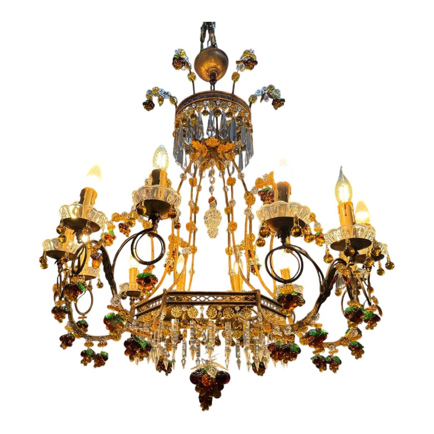 Large Italian Murano Glass Fruit and Floral Chandelier, 1950s