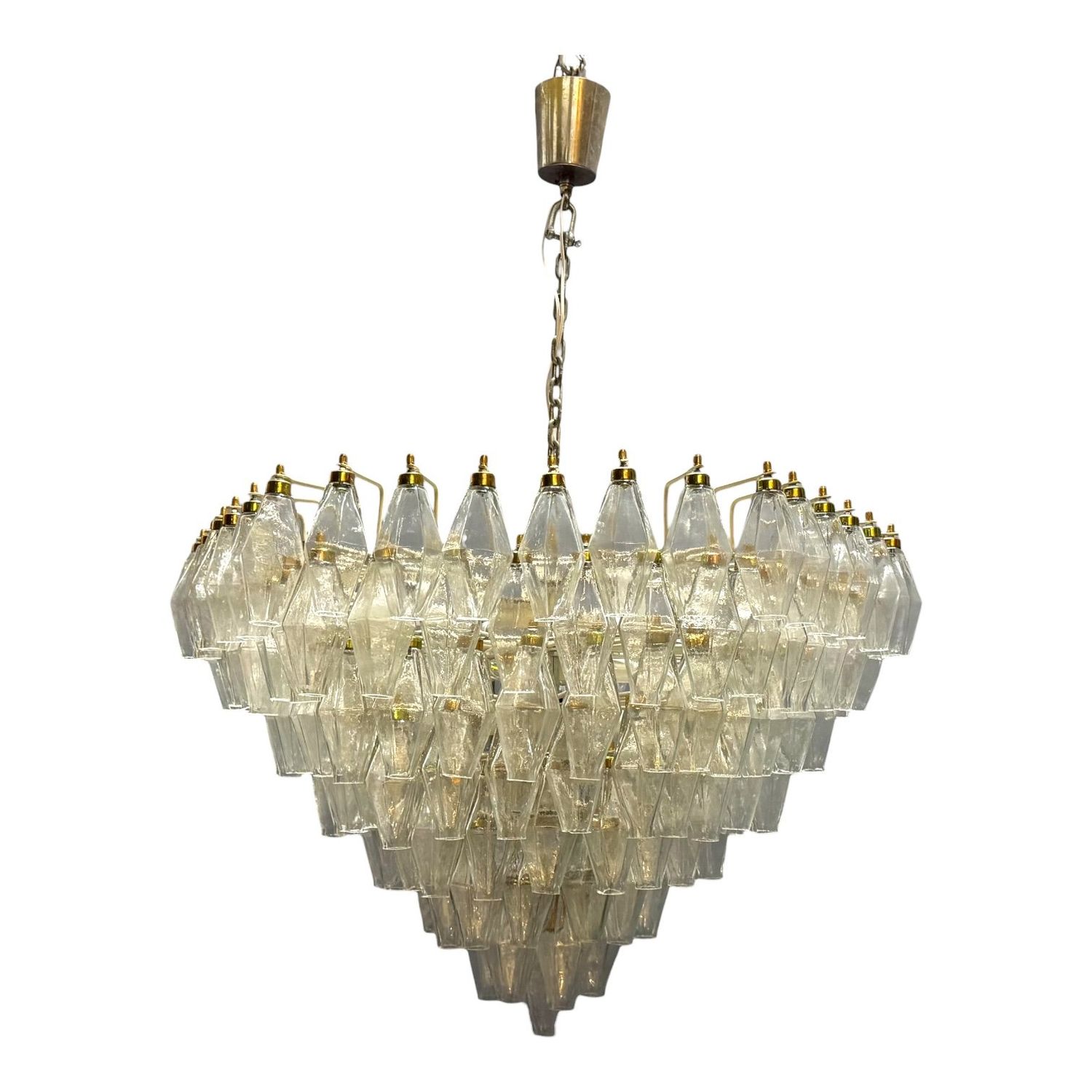 Large Murano Glass Poliedri Chandelier, Italy, 1970s