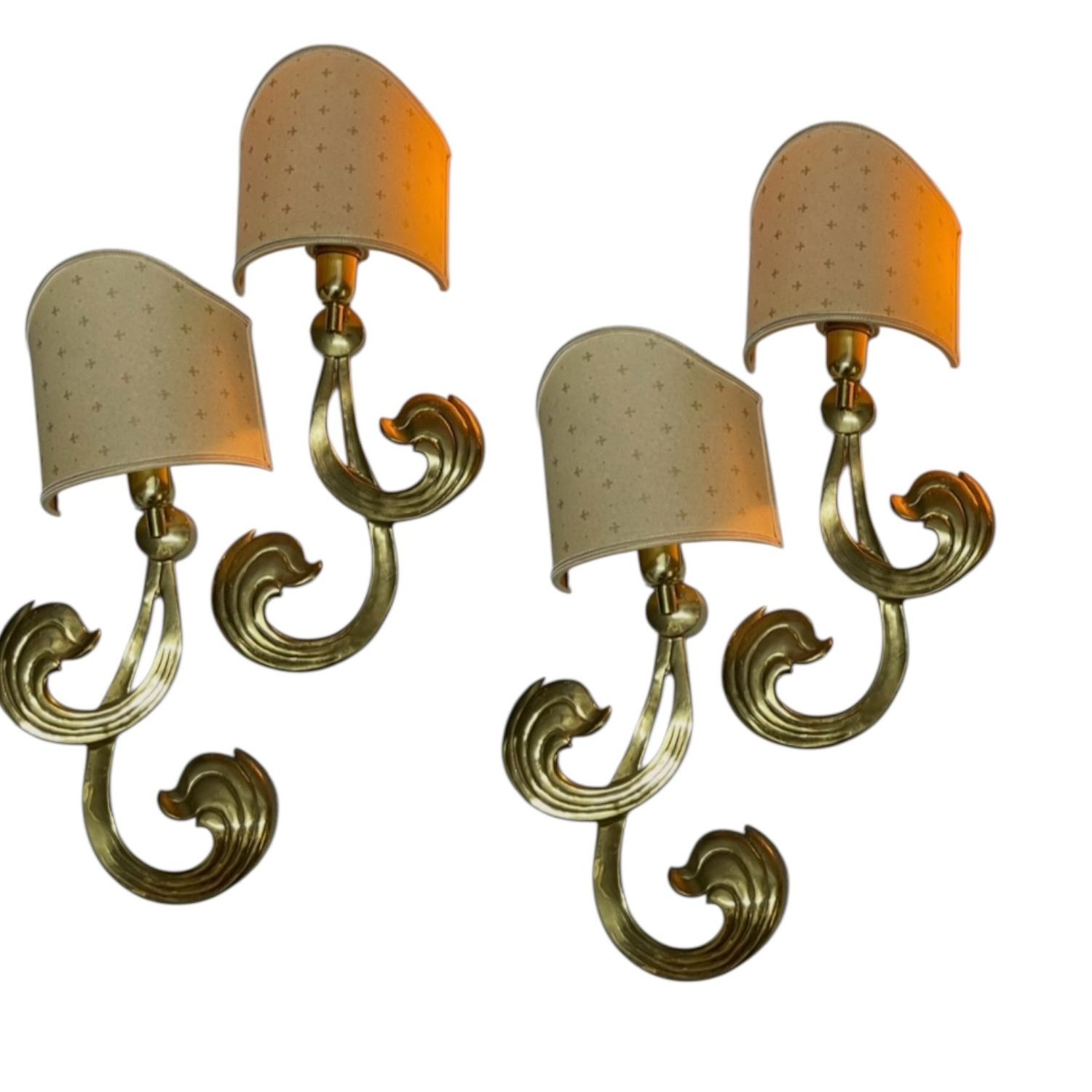 Large Vintage Brass Wall Sconces by Hans Möller, Germany, 1960s, Set of 4