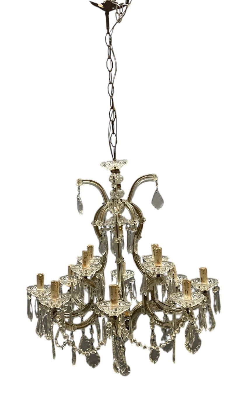 Large Vintage Crystal Maria Theresa Chandelier, 1950s