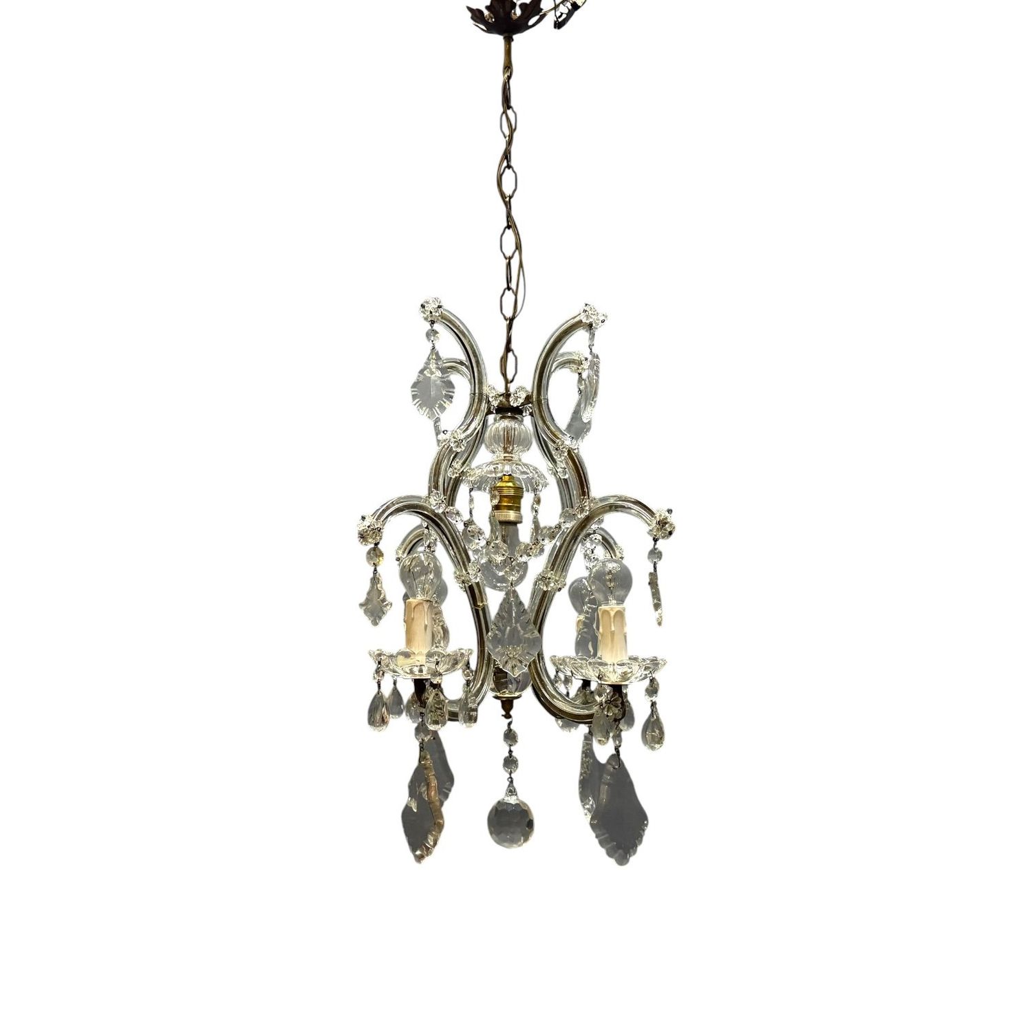 Italian Crystal and Murano Glass Chandelier, 1950s