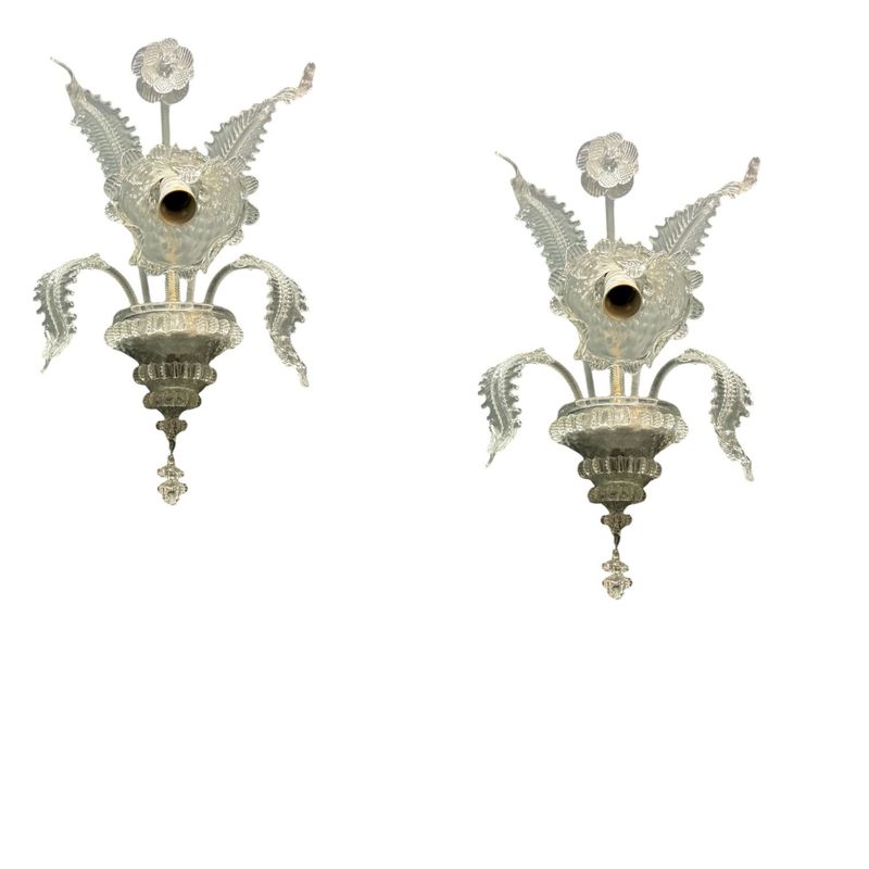 Vintage Venetian Murano Glass Wall Sconces, 1970s, Set of 2