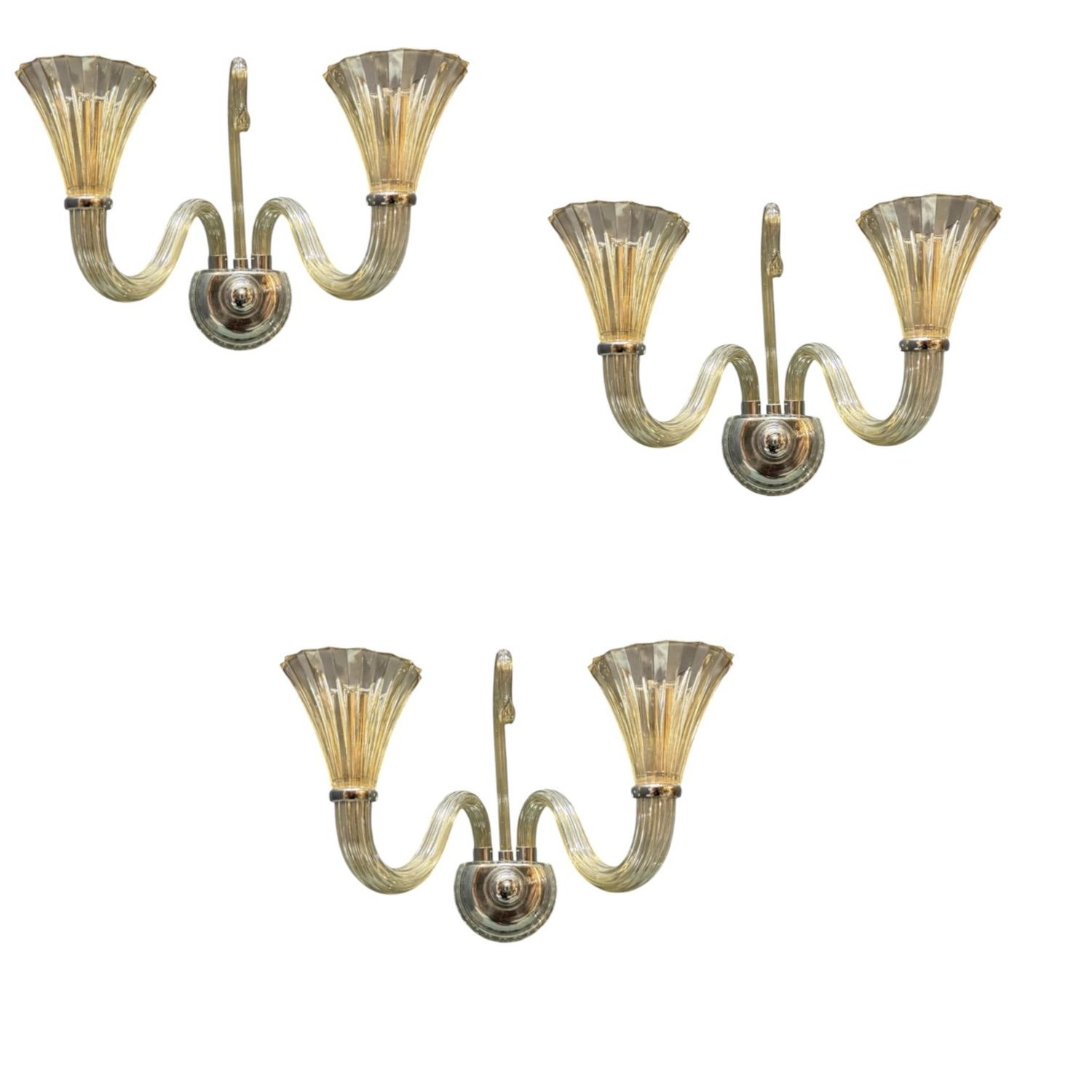 Murano Glass Sconces by Barovier, 1950s, Set of 3