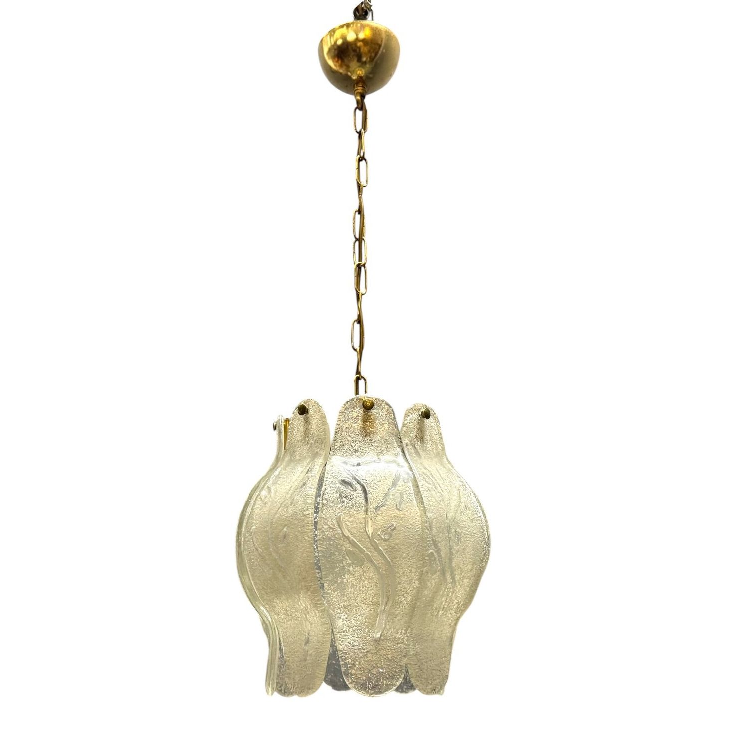 Italian Murano Glass Pendant Light with Sculptural Glass Shade, 1970s