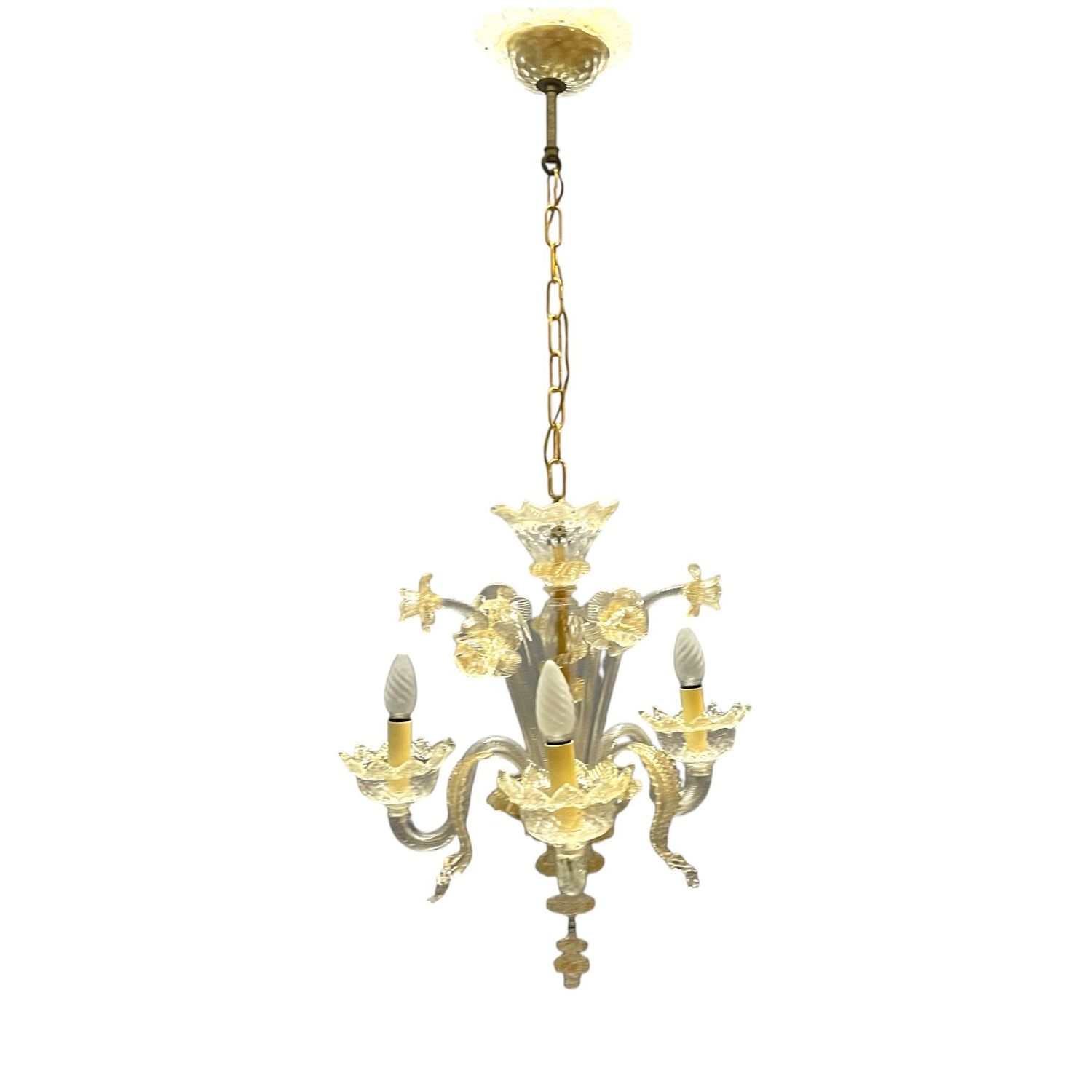Venetian Murano Glass 3-Light Chandelier, 1960s