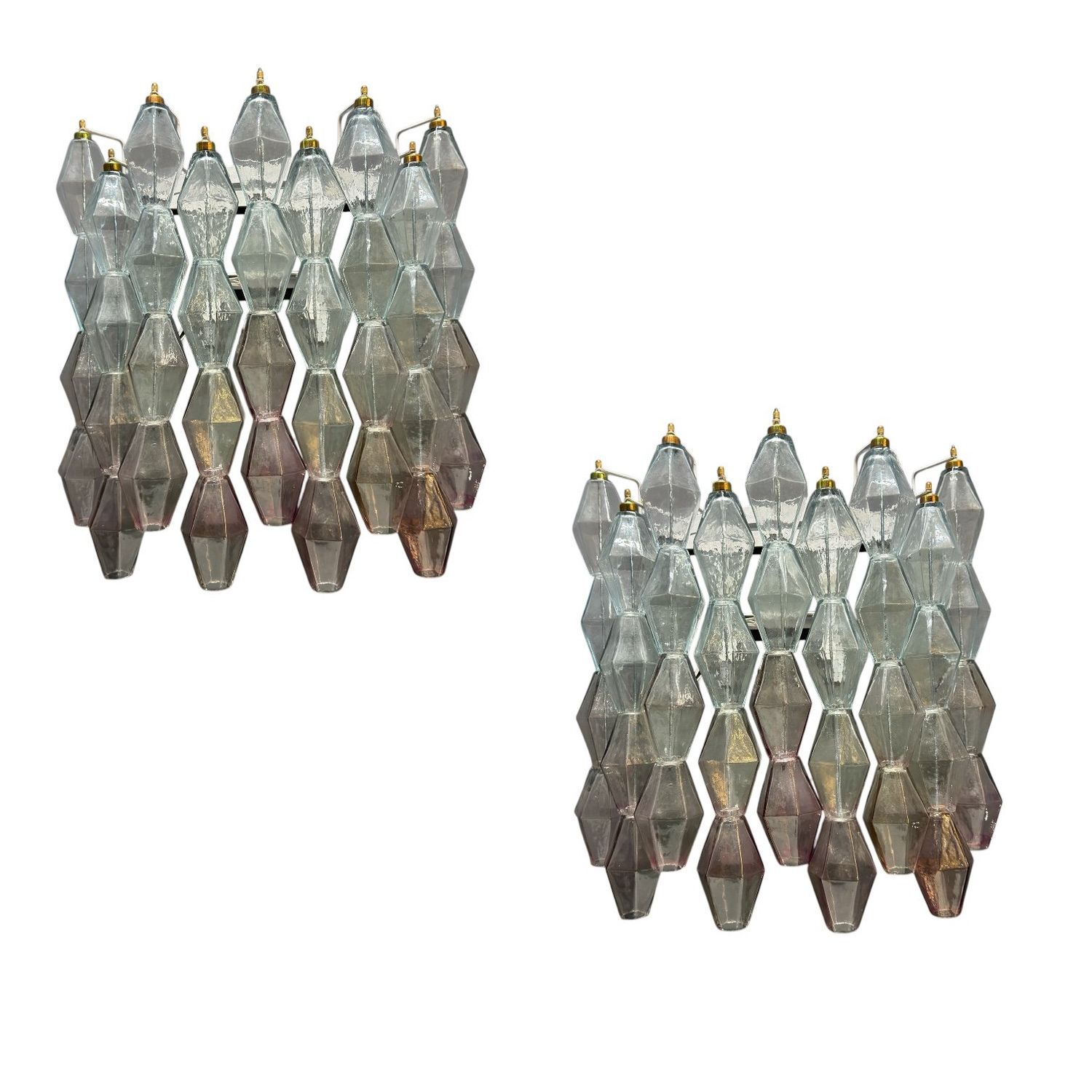 Large Polygon Wall Lights, 1980s, Set of 2