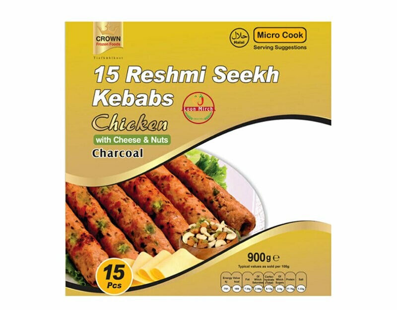 Crown 15 Reshmi Seekh Kebabs 15pcs 900g Crown 15 Reshmi Seekh Kebabs 15pcs 900g