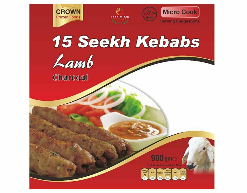 Crown 15 Seekh Kebabs Lamb 15pcs 900g Crown 15 Seekh Kebabs Lamb 15pcs 900g