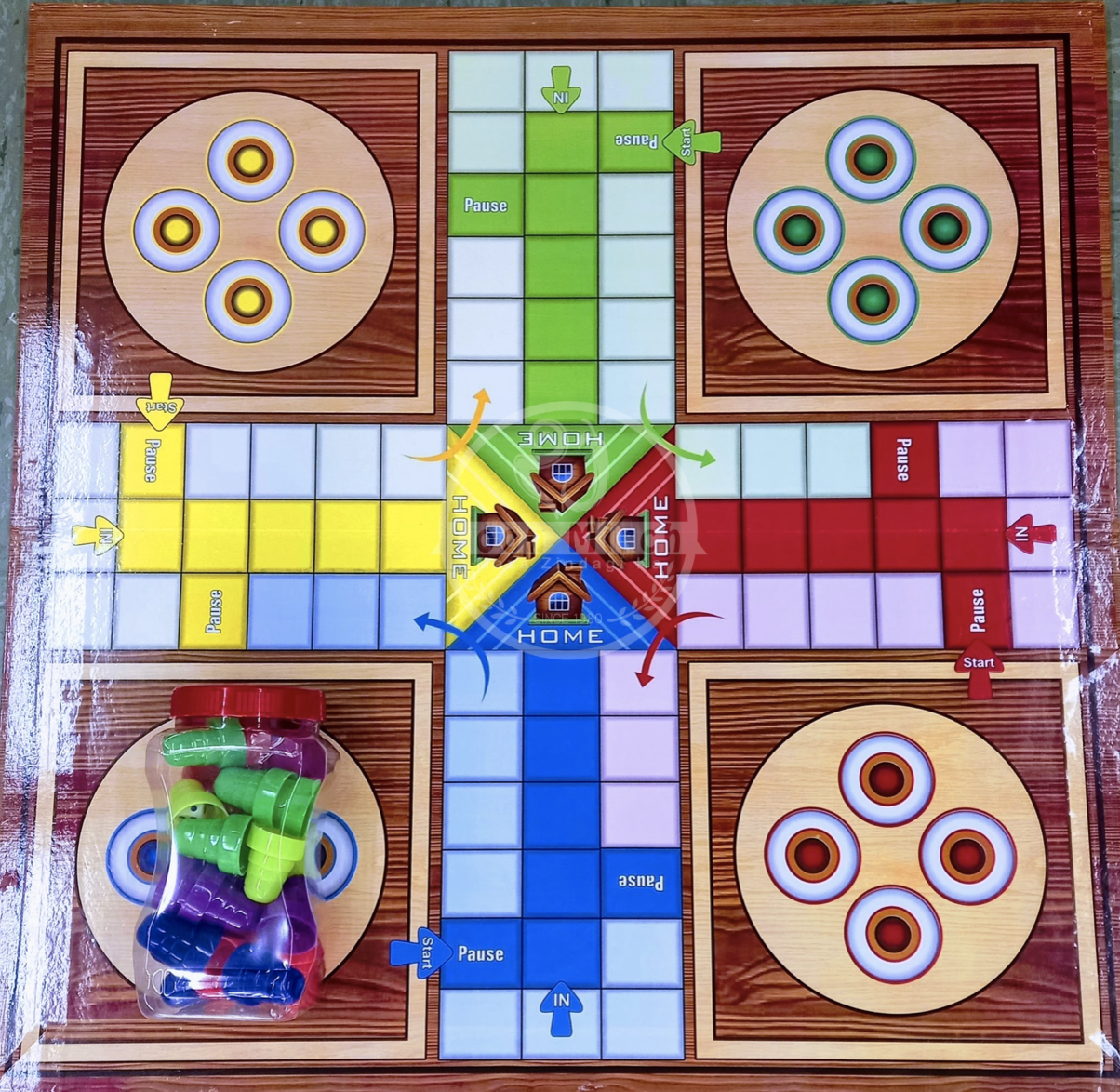 LM Ludo cardboard with figures and dice Large, Size: Large