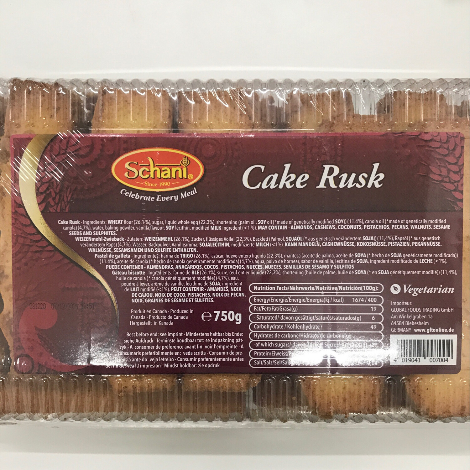Schani Cake Rusk 750g