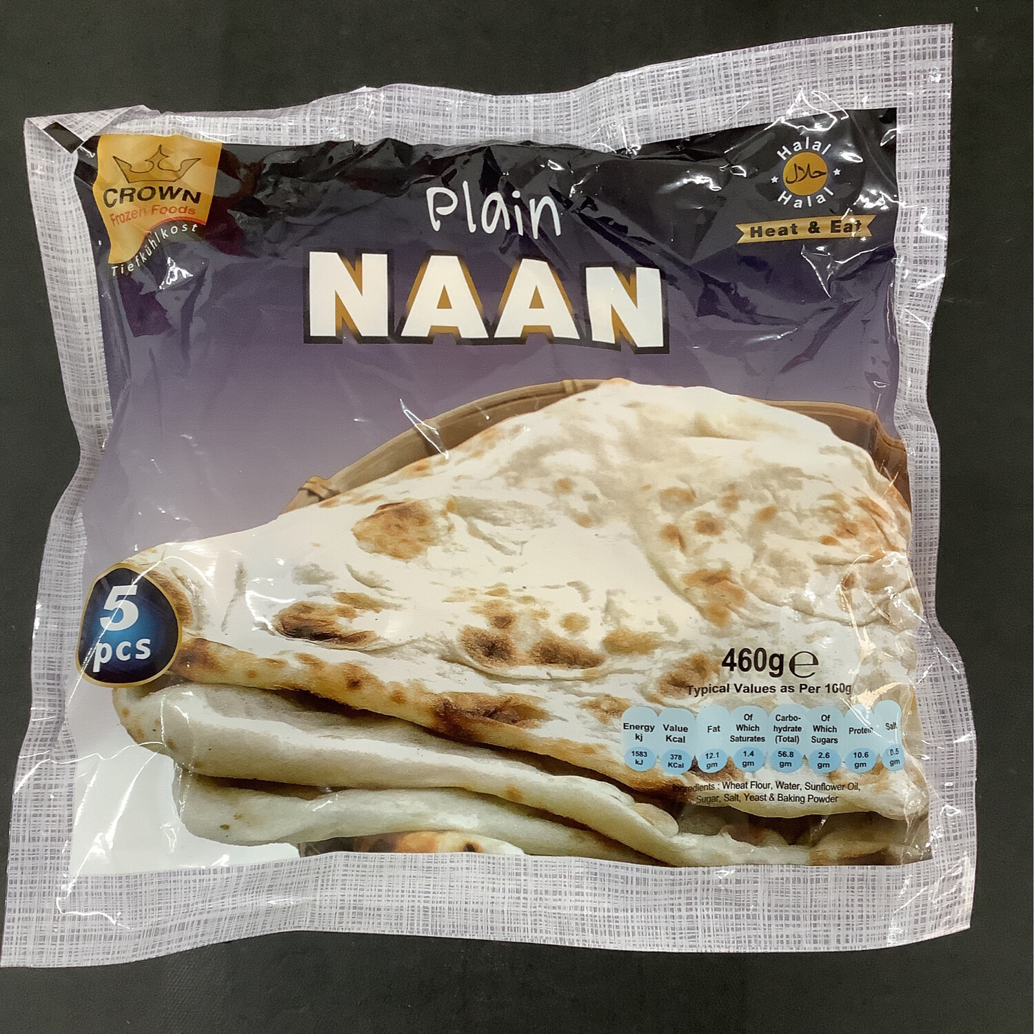 Crown Frozen Food Plain Naan 5 pcs 460g